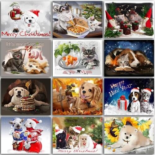 5D DIY Diamond Painting animals kerst Cute cat dog home decor Full Square&Round Diamond mosaic Diamand embroidery Cross stitch