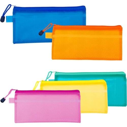 8 Pack A6 Zipper Mesh Pouch Pencil Pouch Pen Bag Multipurpose Travel Bags For Office Supplies Cosmetics Travel - Random Color