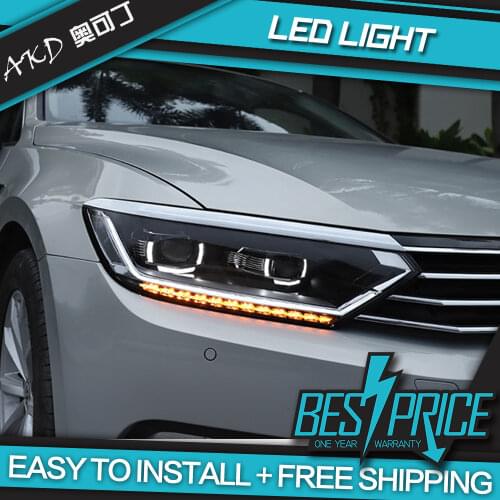 AKD Cars Styling Headlight For VW Passat B8 Eur Verson Headlights LED Running lights Bi-Xenon Beam Fog lights angel eyes Auto