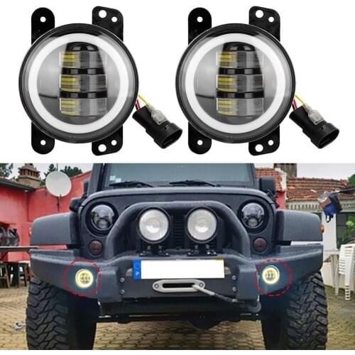 Car Waterproof 4in Round LED Gold Light Front Fog Lamp 30W 6000K Headlamp