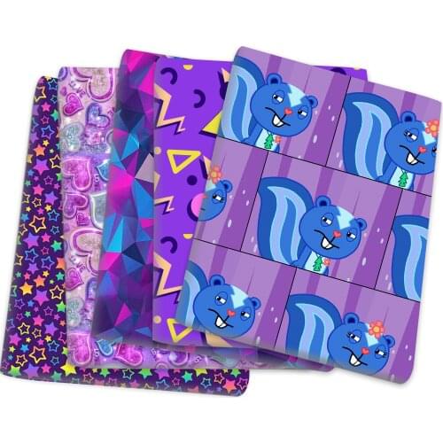 Squirrel Blue Purple Series Patchwork Polyester Cotton Fabric Tissue Sewing Quilting Needlework Material DIY Handmade,1Yc14664