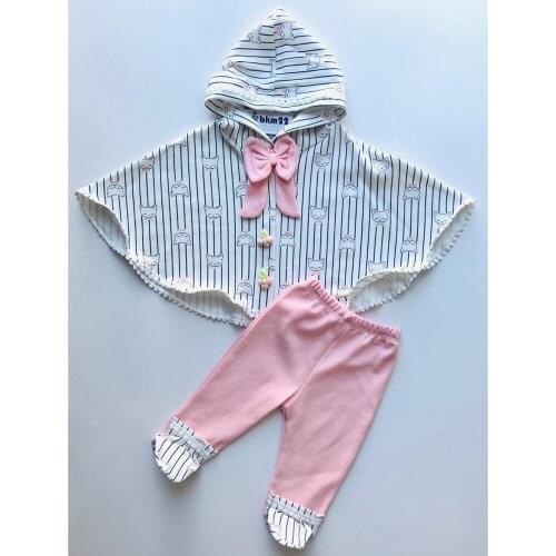 BK22 Cloaked Baby Set 2 pcs 6 9 Months Baby Clothes 100% Cotton Antibacterial Baby Pants and Hooded Shirt Baby Fashion