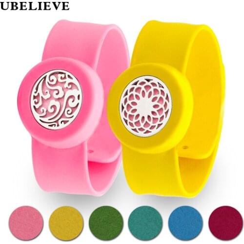 316L Stainless Steel Essential Oil Bracelet Silicone Wristband Diffuser Bangle Mosquito Repellent Silicone Bracelets Kids 25MM