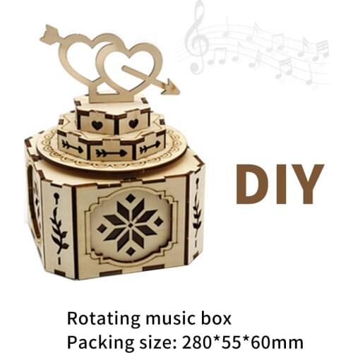 Wooden Music Box DIY Toy Homemade Music Box Three-dimensional Model For Kids Birthday Gifts