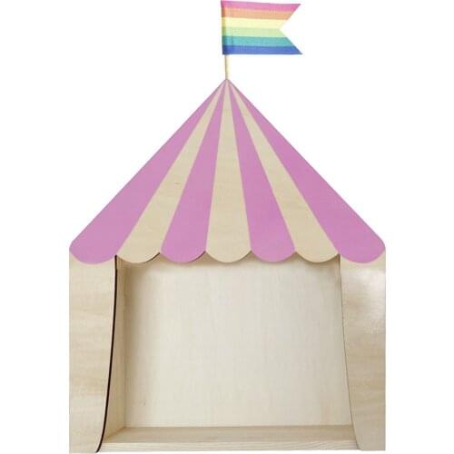 Wood House-Shaped Shelf Storage Box Wall Hanging Display Shelf for Home Children Room Decoration