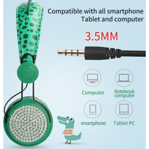 Children Headphone Cartoons Dinosaur Style 3.5mm Wired Gaming Learning Headsets With Microphone Earphones For Online Learning