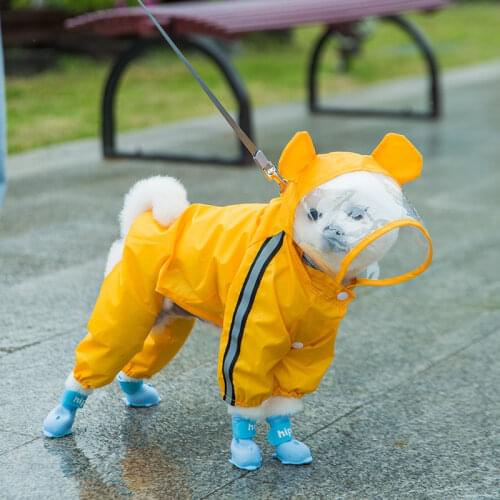 Pet Cat Dog Raincoat Hooded Reflective Puppy Small Dog Rain Coat Waterproof Jacket for Dogs Soft Breathable Mesh Dog Clothes