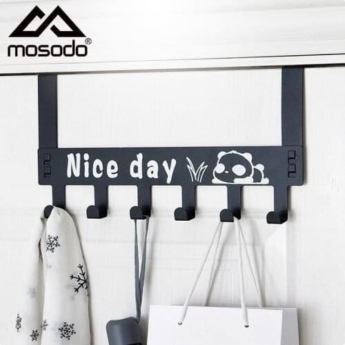 Mosodo Door Rack 6 Hooks Hanger Detachable Home Storage Organizer Wall Hook Hat Clothes Bag Holder No Drilling Bathroom Hanger