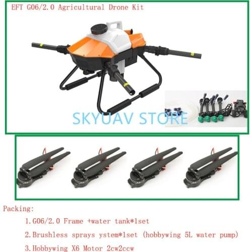 New EFT G06/ V2.0 Small Plant Protection Drone Frame With 6L Water Tank for small area operation