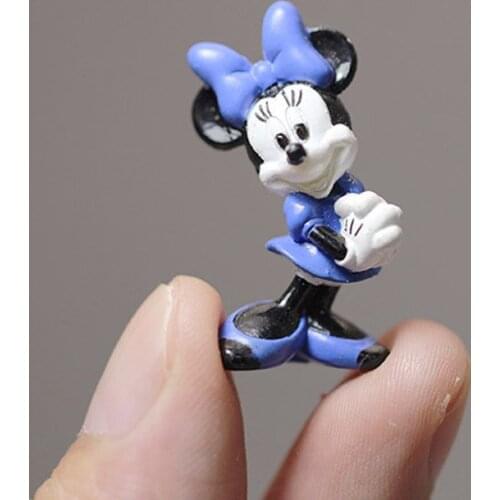 Disney Figure Toys Kawaii Mini Size 2.5cm Blue Minnie Mouse Action Figure Toys Model Minnie Anime Doll Toys for Kids Girls