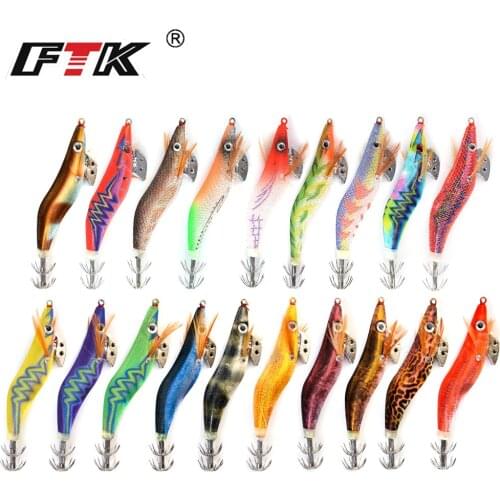 FTK 1pc/lot Fake Shrimp Hook Wood Bait Fishing lure Wobbler Squid Jig Hard Bait Artificial Lure jigging Lure Octopus Bait 624