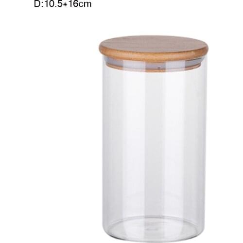 Storage Tank Food Container Bamboo Covered High Borosilicate Food Sealed Glass Tank Kitchen Miscellaneous Grain Organizer