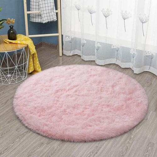 Round Fluffy Area Rug for Bedroom Soft Shaggy Carpet Circle Plush Floor Carpet for Babies Room Decor Fuzzy Nursery Room Rug