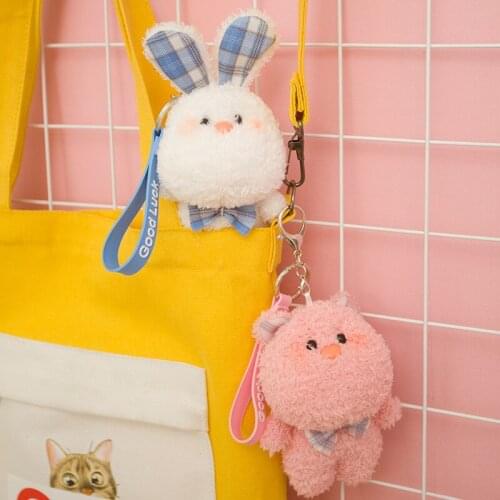 Kawaii Pendentif animal crossing plush rabbit bear pink pig key bag pendant doll anti-extrusion washable Baby Gift to girlfriend