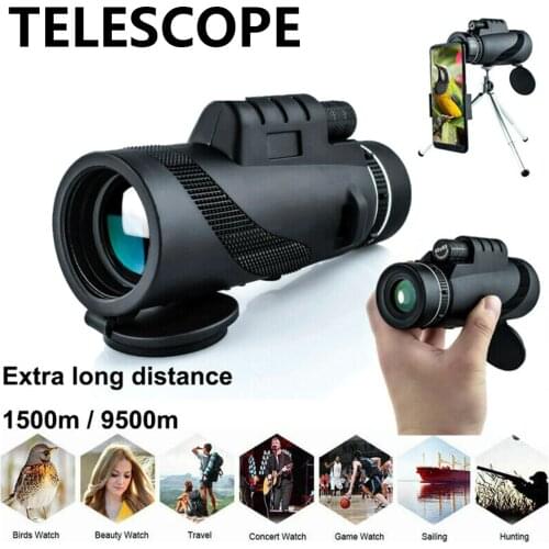 40X60 Telescope Monocular Monocular Binoculars Clear Weak Night Vision Pocket Telescope with Smart Phone Holder for Camping