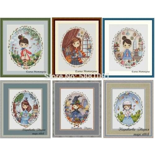 Girls series cartoon patterns Counted Cross Stitch 11CT 14CT 18CT DIY Cross Stitch Kit Embroidery Needlework Sets home decor