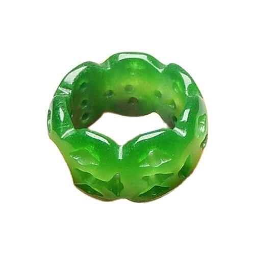 Jade ring delicate cyan dry blue iron dragon jade hollow pattern jade ring for men and women finger ring
