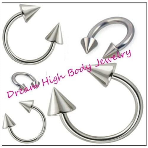 New Cone Horseshoe Curved Circular Barbell Horse Shoe 16G Eyebrow Ring Bar 316L Surgical Steel Body Piercing Jewelry Mix Sizes