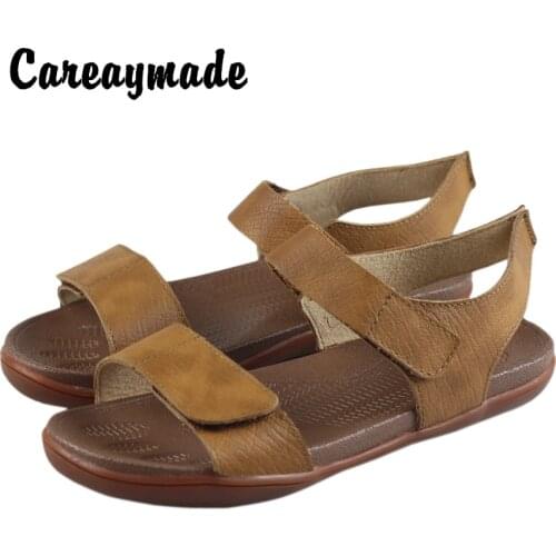 Careaymade-New hand made Genuine leather comfortable soft leather Roman sandals womens adjustable outer wear beach shoes