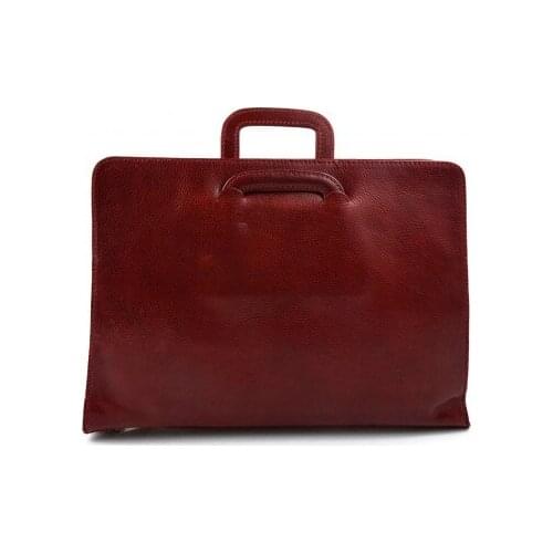 Leather folder A4 document file folder A4 leather zipped document retractable handles office folder portofolio red