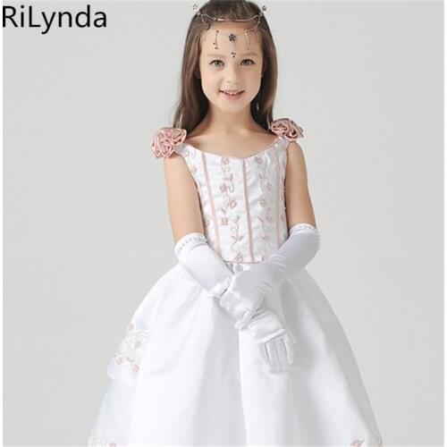 Girls princess dress wedding dress gloves children white five-finger long gloves wedding flower girl gloves