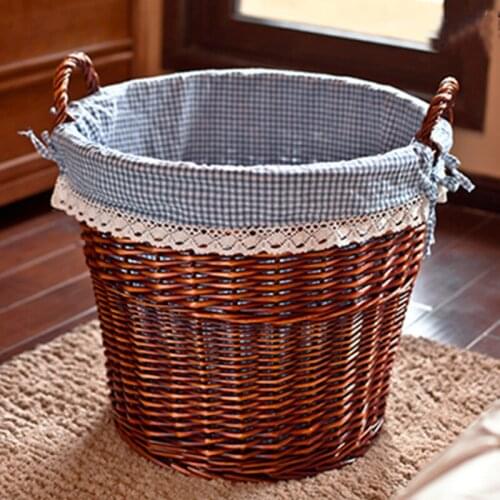 2019 handwork Weaving Wicker storage basket rattan hamper laundry basket toy clothes storage box 45*40cm
