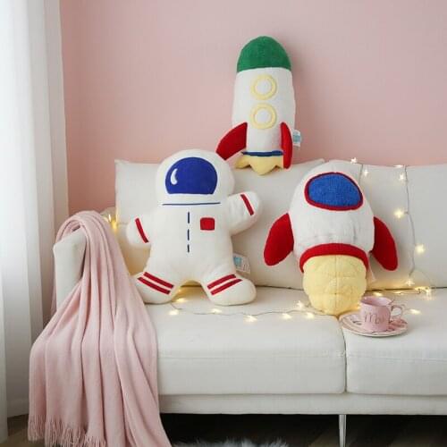 Creative New Style Rocket Aircraft Astronaut Plush Toy Pillow Full Filling Space Series Doll Stuffed Cushion for Birthday Gifts