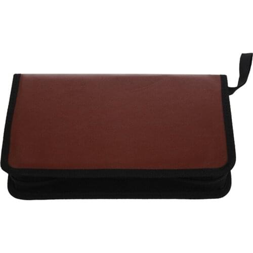 FULL-80-Discs Portable Leather Storage Bag Zippered Storage Case For CD DVD Hard Disk Album - Brown