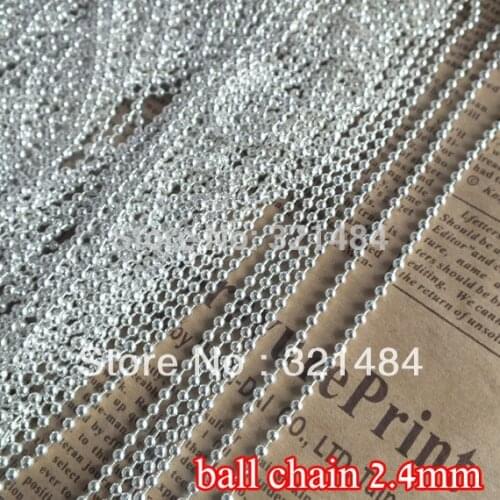 Silver plated bulk ball link chain 2.4mm ball chains findings 100m accessories for jewelry making supplies