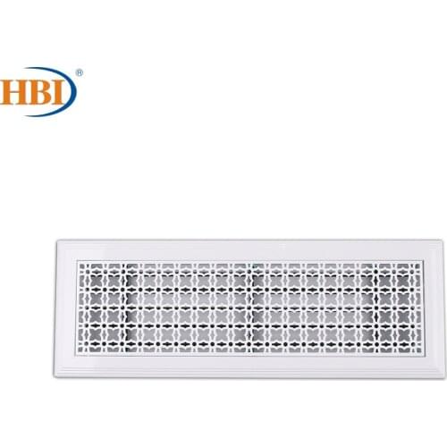 500mm x 150mm Pattern- Full blown Flowers Rectangular Plastic Frame Steel Decorative Air Grille Vent Retro Outlet White