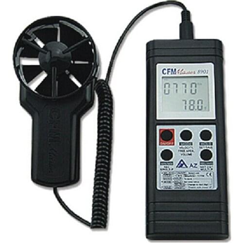 AZ-8901 Handheld Fan Air Flow Meter Remote Fan With Built-in Senser Velocity Volume Windspeed Metric Imperial Selectable