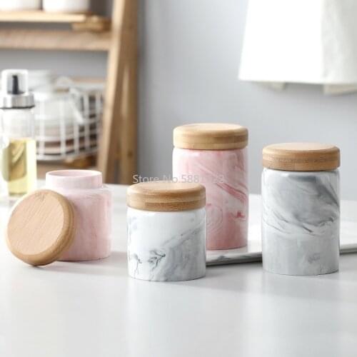 Nordic Creative Marble Kitchen Ceramic Sealed Jars Coffee Tea Storage SeasoningJar with Lid
