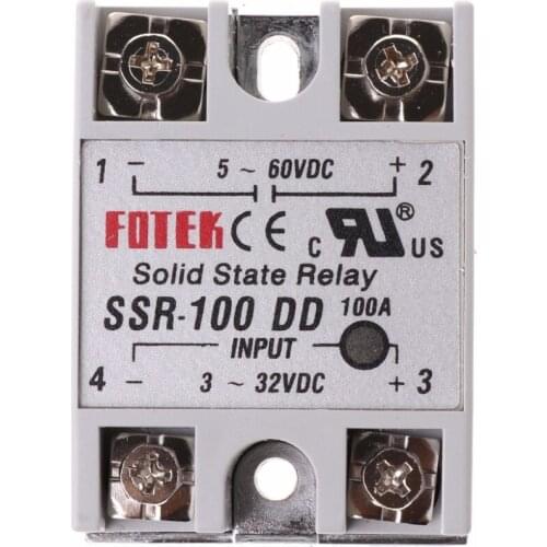 SSR-100 DD Solid State Relay Module 100A 3-32V DC Input 5-60V DC Output Relay 6.3x4.5x2.3cm
