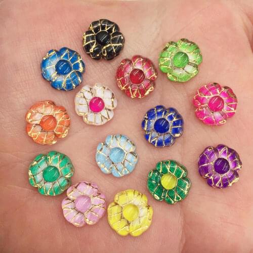 NEW 80PCS mix Cute resin 10mm flower Flatback rhinestone scrapbook DIY wedding appliques ornaments SF491