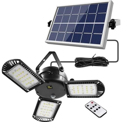 60 Led Solar Light 3 Lamp Head Adjustable Lightness With Remote Control Timer Outdoor Waterproof Solar Garden Lamps