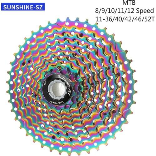 SUNSHINE MTB Bicycle Cassette Freewheel Colorful Sprocket 8/9/10/11/12 Speed 11-36T/40T/42T/46T/52T Mountain Bike Flywheel