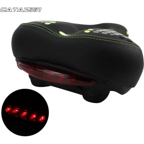 Bicycle Saddle with Taillight & Special Shock Reduction Device Streamlined Seat Foam Cushion Cycle Trunk Lantern Shock Absorder