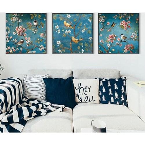 Birds and Flowers Printed Cross stitch Needlework,DIY living room Decoration,Sets For Embroidery kit Full Silk Thread