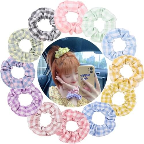 1 PCS Women Hair Rubber Band Colorful Plaids Elastic Hairbands DIY Clothing Decoration Girls Headwear Birthday Gifts Photo Props