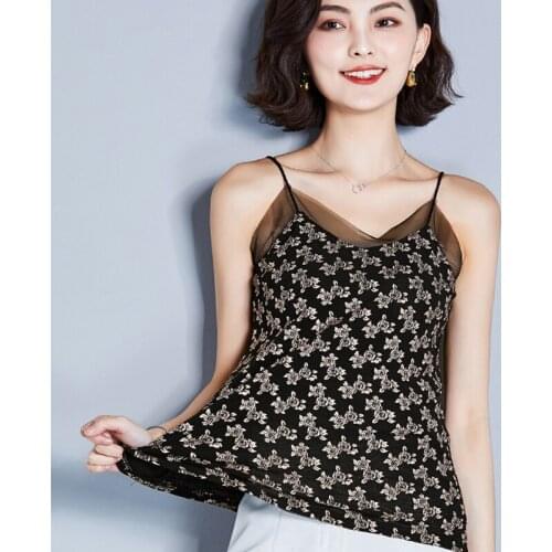 Mesh printing sling Top women sleeveless vest 2020 fashion Tank Bright wire camisole Female summer cami Sexy New Caraco femme