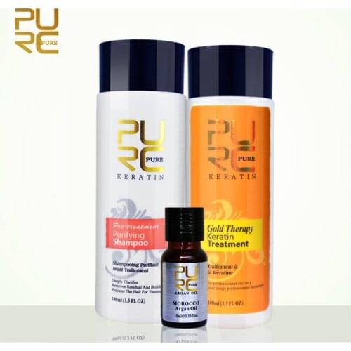 Gold therapy keratin treatment 2017 new advanced formula best Hair Care and Styling products repair damaged hair gift argan oil