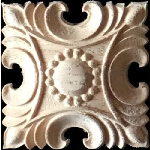 10PCS Europe Wood Carving Applique Furniture Accessories Vintage Home Decor Bed Cabinet Door Wood Crafts Flower Carved Figurines