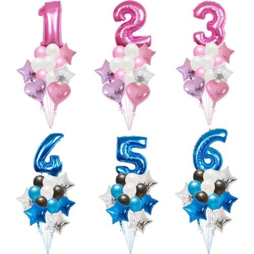 13pcs 30inch 1 2 3 4 5 6 7 8 9 Pink Blue Number Foil Balloons Digital Helium Ballon Wedding Decoration Birthday Party Balloon