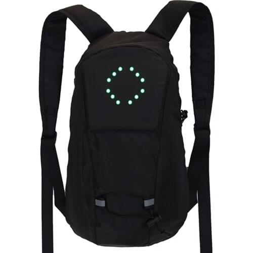 15L Cycling Bicycle Bike Backpack LED Turn Signal Light Reflective Bag Pack Outdoor Safety Night Riding Running Camping