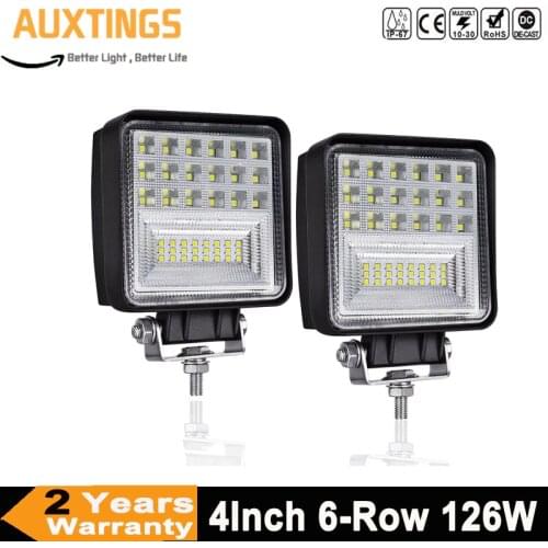 2pc 6-Row 4 Inch 126W LED Work Light Bar Off Road Lights LED Lights Fog Lamp for 4x4 SUV ATV Boat Trucks Driving Light 12V 24V