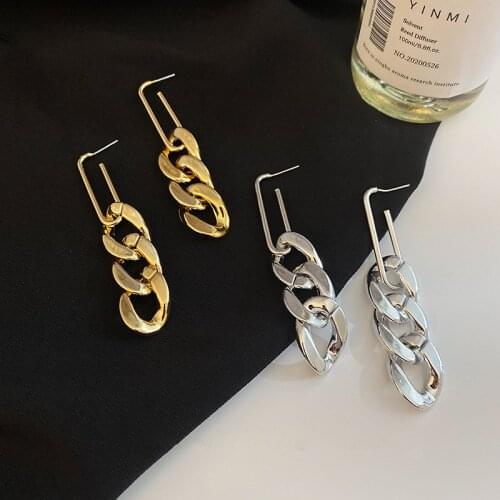 2021 New Hyperbole Punk Earrings 925 Silver Needle Vintage Thick Chain Drop Earrings For Women Fashion Jewelry Girl Party Gifts