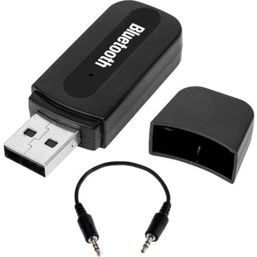 3.5mm to USB Bluetooth Receiver AUX Audio BT Music Adapter Cable Black for Car