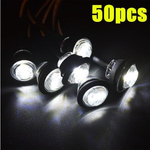 50pcs White Side Marker Indicators Light LED 12V Bullet Lamp 3/4"for Car Trunk Tail Lights Brake Light Side Markers Marker Light