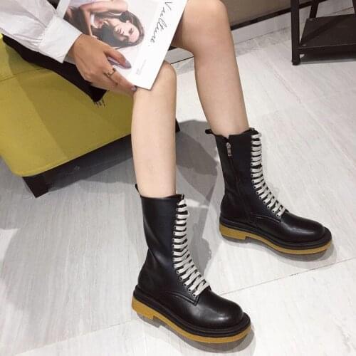 Botas Women Motorcycle Ankle Boots Wedges Female Lace Up Platforms Spring Black Leather Oxford Shoes Woman 2021 Botas Mujer