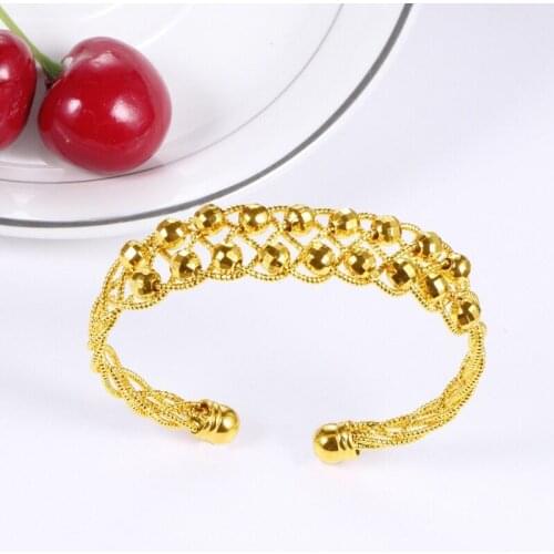 MxGxFam 24 k Pure Gold color Weave Beads Bangles and Bracelets for Women Fashion Jewelry